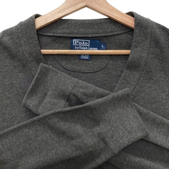 POLO RALPH LAUREN Grandpa Cardigan Sweater in Charcoal Gray Cotton - Picture 3 of 7